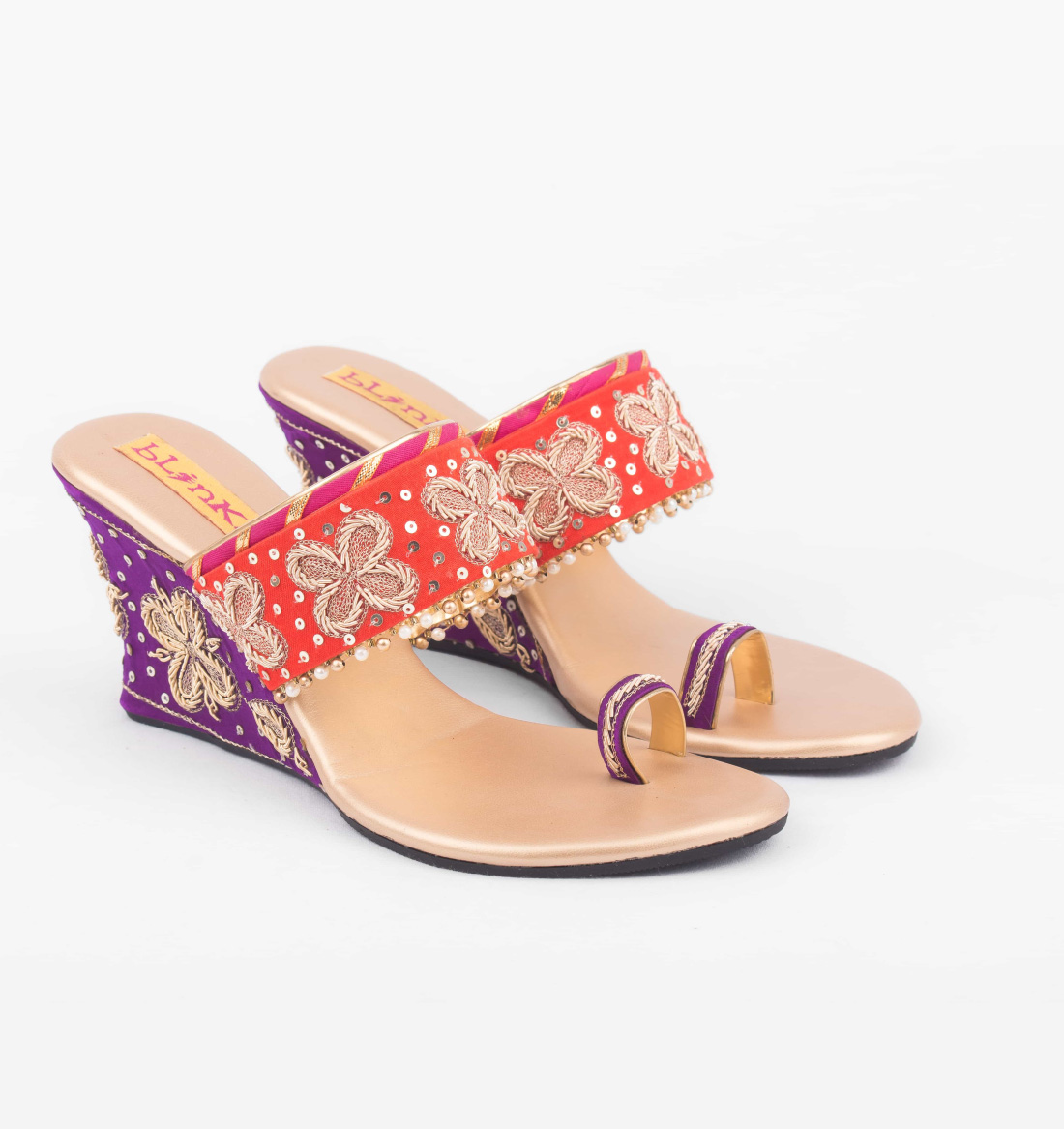 Orange Purple Wedges - Blinkk Footwear | in Ahmedabad