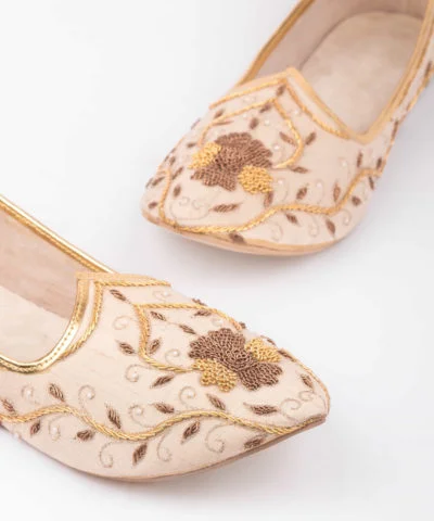 White Zardosi and Pearl Mojadis