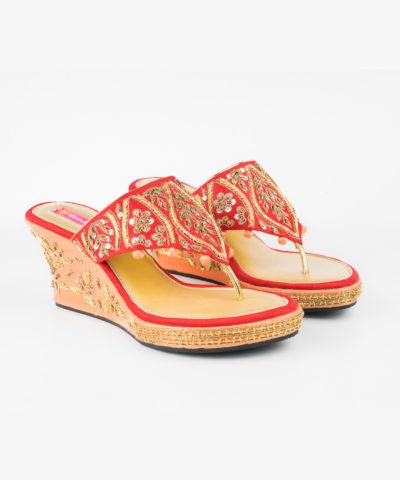 Red and Peach Zardosi Platforms