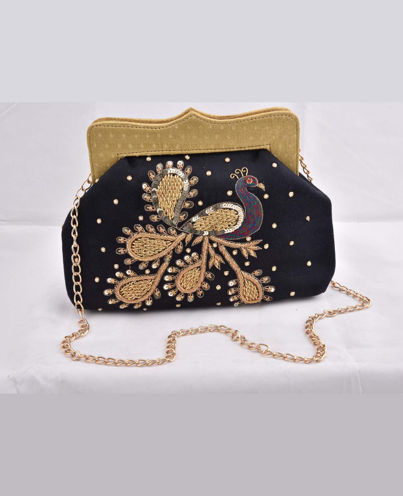 Cloisonne Metal Peacock Design Purse Tassels Strap Bag - Momentum Vintage