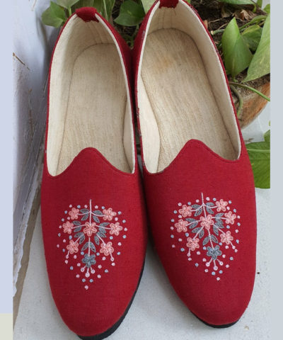 Maroon Motif Loafer Shoes