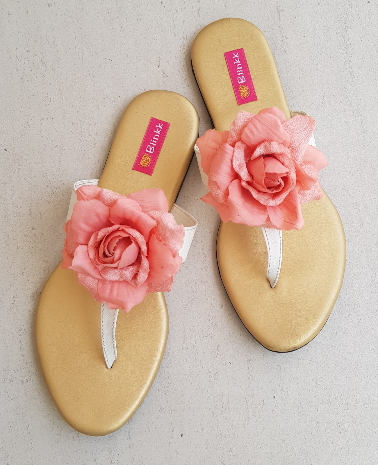 Peach Floral Flats - Blinkk Footwear