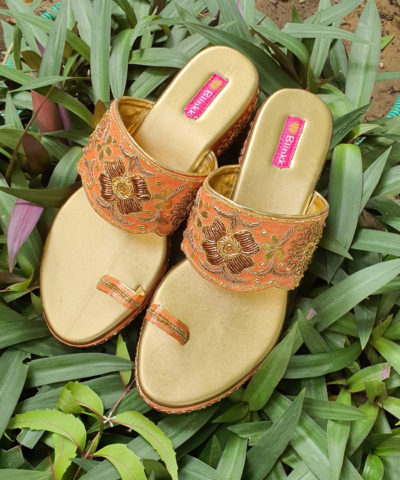Peach Zardosi Embroidered Platforms