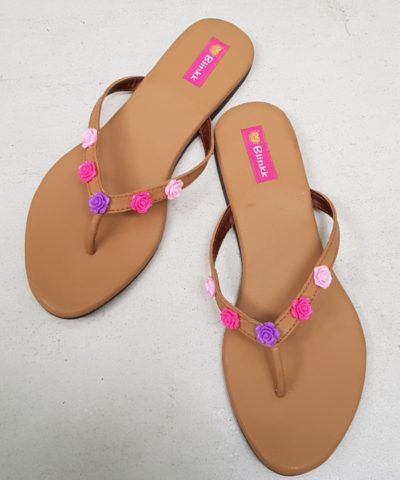 Tan Rosy Flip Flops