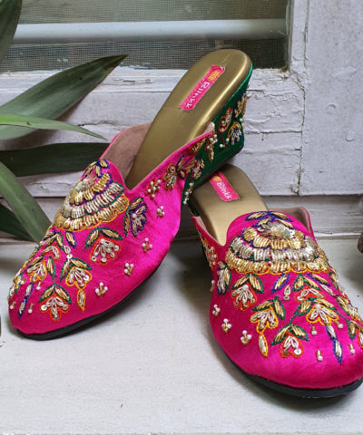 Pink Green Jutti Wedges