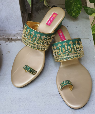 Green Zardosi Wedges