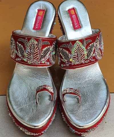 Maroon Silver Embroidered Stilettos