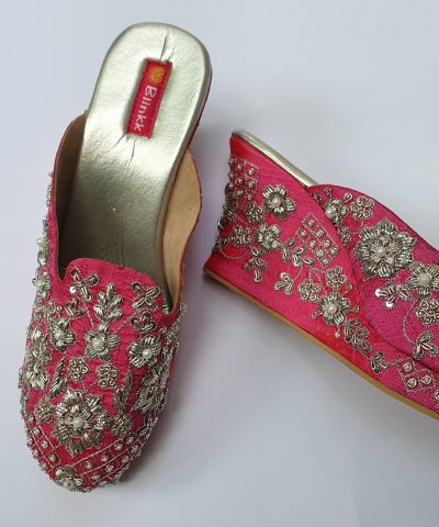 Pink Zardosi Jutti Platforms