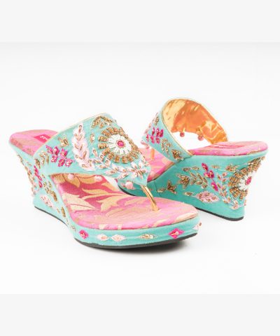 Pastel Blue Pink Zardosi Platforms
