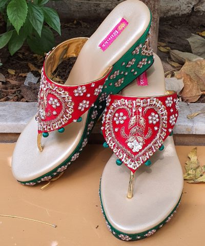 Red Green Zardosi Platforms