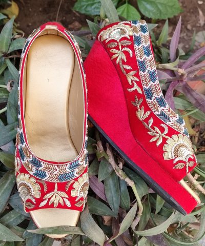 Red Zardosi Peeptoes