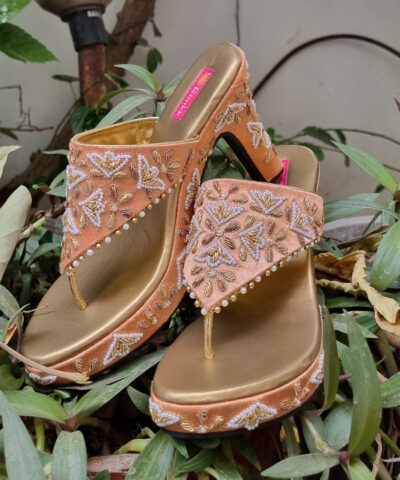 Peach Pearl Zardosi Stilettos