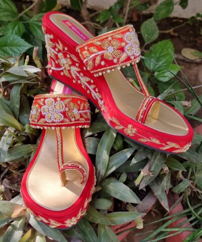Red Orange Zardosi Platforms