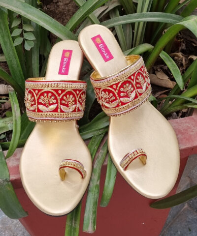 Red Zardosi Wedges