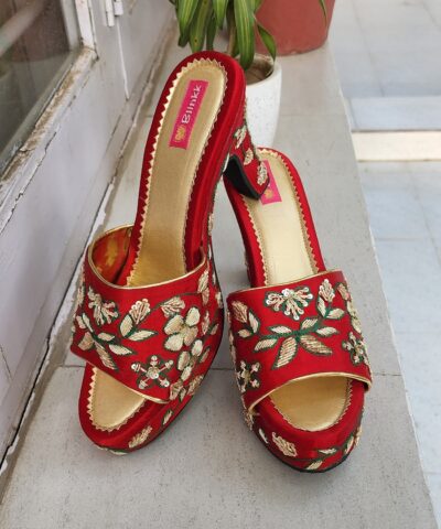 Red Zardosi Bridal Stilettos