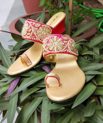 Pink Red Zardosi Wedges