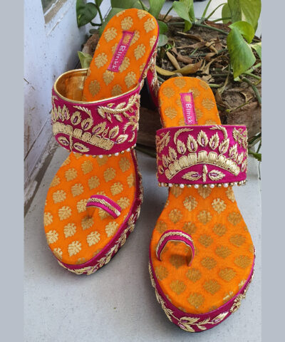 Pink Orange Zardosi Stilettos